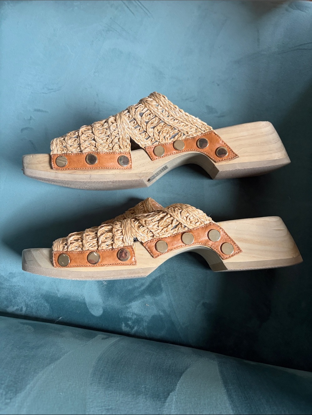 Kelsi Dagger Natural Braided Raffia Slide Mules - Picture 3 of 5